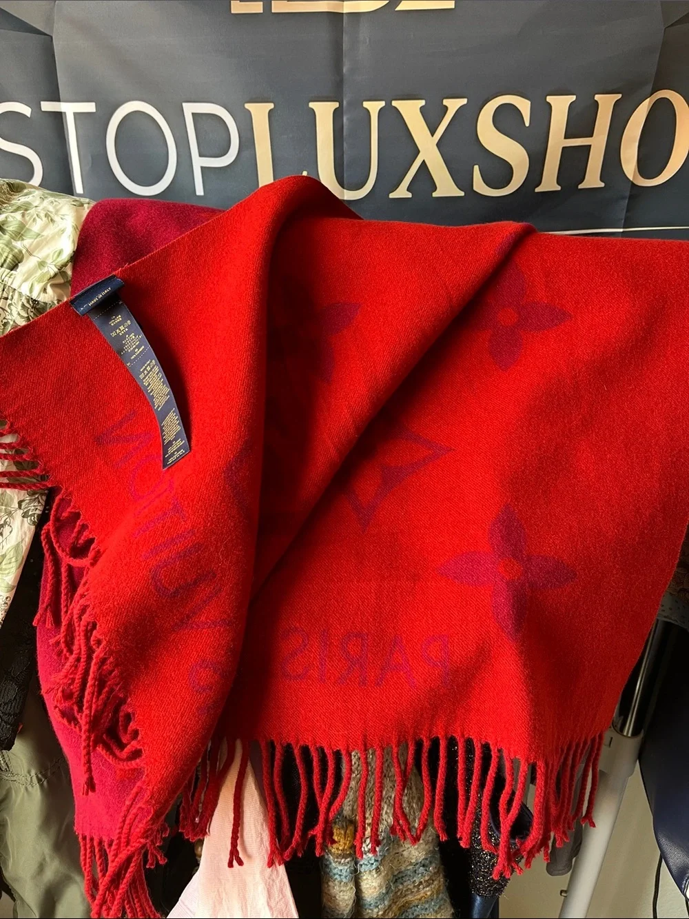 Louis Vuitton Red Monogram Jacquard Throw